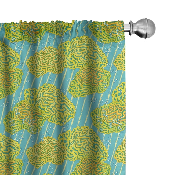 Ambesonne Nautical 4-Panel Curtains, Brains and Bubbles Art, 56"x84", Yellow and Deep Sky Blue