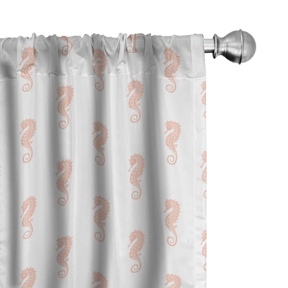 Ambesonne Nautical Window Curtains, Seahorses in Pastel Tone, Each 28" W x 95" L, Blush and White