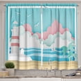 thumbnail image 1 of Ambesonne Nautical Beach Kitchen Curtains, Lighthouse Ocean, 55"x24", Seafoam Ecru Rose, 1 of 1