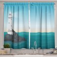 thumbnail image 1 of Ambesonne Nautical Beach Kitchen Curtains, Ocean Lighthouse, 55"x24", Teal Sky Blue Grey Teal, 1 of 3