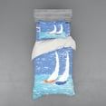thumbnail image 1 of Ambesonne Nautical Bedding Set 3 Pcs, Grunge Sailboats Ocean, Twin XL, Pale Blue, 1 of 3