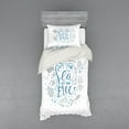thumbnail image 1 of Ambesonne Nautical Bedding Set 3 Pcs, Marine Words with Fish, Twin XL, Pale Blue Navy Blue, 1 of 3