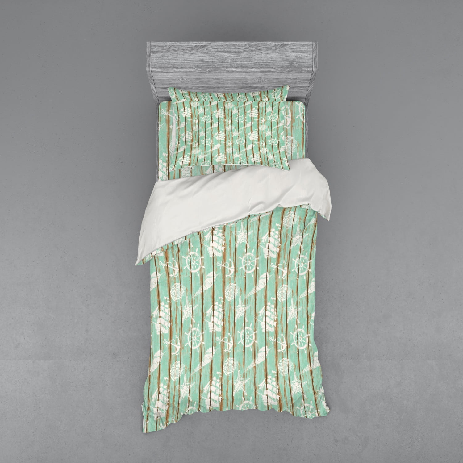 Tenda Doccia Ambesonne Nautical 70 Pollici – Motivi Marittimi Con Ancora E Nodi Da Marinaio, Tessuto Con Ganci, Vermiglio/Blu/Ivory