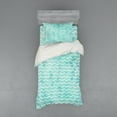 thumbnail image 1 of Ambesonne Nautical Bedding Set 3 Pcs, Ocean Sea Wave Pattern, Twin, Turquoise White, 1 of 2