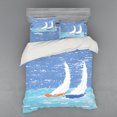 thumbnail image 1 of Ambesonne Nautical Bedding Set 4 Pcs, Grunge Sailboats Ocean, Queen, Pale Blue, 1 of 2