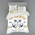 thumbnail image 1 of Ambesonne Nautical Bedding Set 4 Pcs, Lifeboy Rudder Captain, Queen, Pale Brown Blue White, 1 of 3