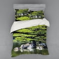 thumbnail image 1 of Ambesonne Nautical Bedding Set 4 Pcs, Pine Tree in Lake, Queen, Green, 1 of 3