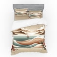 thumbnail image 1 of Ambesonne Nautical Bedding Set 4 Pcs, Serene Horizon Sailboat, King, Tan Sepia and Pale Seafoam, 1 of 2