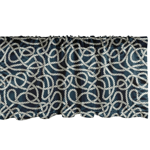 Ambesonne Nautical Blue Window Valance, Marine Entangled, 54" X 18", Dark Petrol Blue Ivory