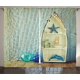 thumbnail image 1 of Ambesonne Nautical Curtains 2 Panel Set, Aquatic Objects Boats, 108" x 84", Blue Beige, 1 of 3