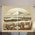thumbnail image 1 of Ambesonne Nautical Curtains 2 Panel Set, Floral Sea Shore and Boat, 108" x 108", Grey Yellow Dark Salmon, 1 of 3