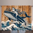 thumbnail image 1 of Ambesonne Nautical Curtains 2 Panel Set, Hero Cat Riding a Whale, 108" x 96", Pale Caramel and Petrol Blue, 1 of 2