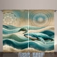 thumbnail image 1 of Ambesonne Nautical Curtains 2 Panel Set, Mandala Whale and Turtle, 108" x 90", Teal Ecru Blue, 1 of 3