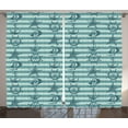 thumbnail image 1 of Ambesonne Nautical Curtains 2 Panel Set, Ship Wheel Anchor, 108" x 84", Teal Beige, 1 of 3