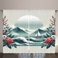 thumbnail image 1 of Ambesonne Nautical Curtains 2 Panel Set, Wild Roses and Sailboat, 108" x 63", Coral and Slate Blue, 1 of 3