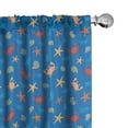 thumbnail image 1 of Ambesonne Nautical Curtains, Crab Characters Starfish, Pair of 28"x95", Azure Blue and Dark Peach, 1 of 4