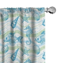 Ambesonne Nautical Curtains, Ocean Shell Starfish, Pair of 28"x84", Mint Blue