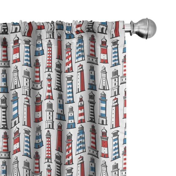 Ambesonne Nautical Curtains, Sketch Lighthouses Art, Pair of 28"x63", Dark Turquoise Dimgray