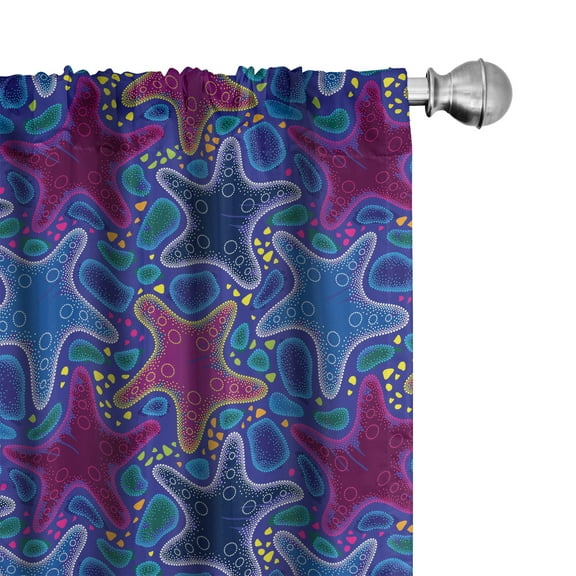 Ambesonne Nautical Curtains, Starfish Animal Art, Pair of 28"x95", Turquoise Pink