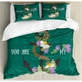 thumbnail image 1 of Ambesonne Nautical Duvet Cover Set, Flower Leaf Covered Anchor, 2-Calking, Forest Green Multicolor, 1 of 7
