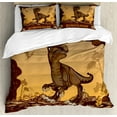 thumbnail image 1 of Ambesonne Nautical Duvet Cover Set, Giant Dinosaur Cliffs, Queen, Apricot Redwood, 1 of 3
