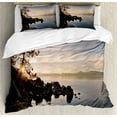 thumbnail image 1 of Ambesonne Nautical Duvet Cover Set, Lake Tahoe at Sunset, 2-Calking, Blue Grey, 1 of 2