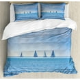 thumbnail image 1 of Ambesonne Nautical Duvet Cover Set, Sailing Boat on Ocean, King, Pale Blue, 1 of 3