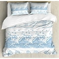 thumbnail image 1 of Ambesonne Nautical Duvet Cover Sets, Japanese Kanagawa Wave, 2-Queen, Blue and White, 1 of 6