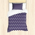 thumbnail image 1 of Ambesonne Nautical Duvet Cover Sets, Zig Zag Modern Pattern, 2-Twin, Dark Purple White, 1 of 3