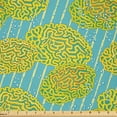 thumbnail image 1 of Ambesonne Nautical Fabric by the Yard Microfiber, Brains and Bubbles Art, 2 Yards, Yellow and Deep Sky Blue, 1 of 2