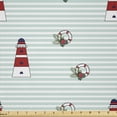 thumbnail image 1 of Ambesonne Nautical Fabric by the Yard Microfiber, Lighthouse Lifebuoy Flower, 2 Yards, Mint Green Raspberry, 1 of 2