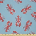 thumbnail image 1 of Ambesonne Nautical Fabric by the Yard Microfiber, Sea Life Lobsters Pattern, 10 Yards, Dark Coral and Blue, 1 of 2