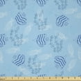 thumbnail image 1 of Ambesonne Nautical Fabric by the Yard Microfiber, Simplified Fish Seaweeds, 2 Yards, Pale Azure Blue Teal, 1 of 2