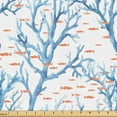 thumbnail image 1 of Ambesonne Nautical Fabric by the Yard Upholstery, Minimalist Fishes Corals, 2 Yards, Dark Turquoise Salmon, 1 of 1