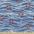 thumbnail image 1 of Ambesonne Nautical Fabric by the Yard Upholstery, Blue Sea Waves, 1 Yard, Blue White, 1 of 4
