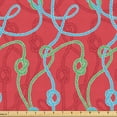 thumbnail image 1 of Ambesonne Nautical Fabric by the Yard Upholstery, Colorful Twisted Ropes Art, 3 Yards, Dark Coral Sky Blue, 1 of 1