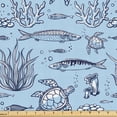 thumbnail image 1 of Ambesonne Nautical Fabric by the Yard Upholstery, Fish Coral Seaweed Art, 1 Yard, Pale Sky Blue White and Grey, 1 of 1