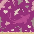 thumbnail image 1 of Ambesonne Nautical Fabric by the Yard Upholstery, Fish and Heart Silhouettes, 10 Yards, Dark Magenta Champagne, 1 of 5