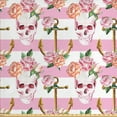thumbnail image 1 of Ambesonne Nautical Fabric by the Yard Upholstery, Marine Skull Anchor, 5 Yards, Pink Green White, 1 of 4