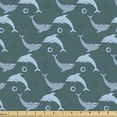 thumbnail image 1 of Ambesonne Nautical Fabric by the Yard Upholstery, Minimalist Dolphins Art, 5 Yards, Grey Teal Blue and Seafoam, 1 of 5