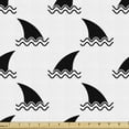 thumbnail image 1 of Ambesonne Nautical Fabric by the Yard Upholstery, Monochromatic Shark Fins, 1 Yard, Charcoal Grey White, 1 of 5