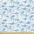 thumbnail image 1 of Ambesonne Nautical Fabric by the Yard Upholstery, Ocean Waves Swirling Foam, 1 Yard, Sky Blue White, 1 of 5