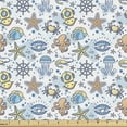 thumbnail image 1 of Ambesonne Nautical Fabric by the Yard Upholstery, Oceanic Elements Scene, 1 Yard, Pale Blue and Multicolor, 1 of 5