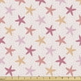 thumbnail image 1 of Ambesonne Nautical Fabric by the Yard Upholstery, Polka Dot Starfish Art, 1 Yard, Soft Pink and Sand Brown, 1 of 5
