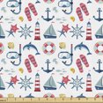 thumbnail image 1 of Ambesonne Nautical Fabric by the Yard Upholstery, Repetitive Marine Items, 3 Yards, Multicolor, 1 of 5