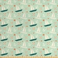 thumbnail image 1 of Ambesonne Nautical Fabric by the Yard Upholstery, Sailboats Stars, 10 Yards, Mint Green Salmon, 1 of 4