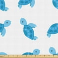 thumbnail image 1 of Ambesonne Nautical Fabric by the Yard Upholstery, Sea Turtles Pattern Art, 5 Yards, Deep Sky Blue and White, 1 of 5
