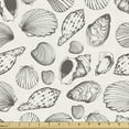 thumbnail image 1 of Ambesonne Nautical Fabric by the Yard Upholstery, Sketch Seashells, 2 Yards, Grey Ivory, 1 of 5