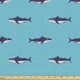 thumbnail image 1 of Ambesonne Nautical Fabric by the Yard Upholstery, Smiling Sharks Pattern, 5 Yards, Sky Blue Quartz, 1 of 5