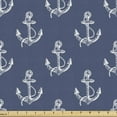 thumbnail image 1 of Ambesonne Nautical Fabric by the Yard Upholstery, Striped Anchor Silhouettes, 3 Yards, Slate Blue and Off White, 1 of 5
